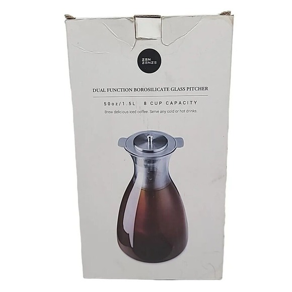 1.5 Liter Borosilicate Glass Pitcher Multi-Use Beverage Server Carafe with Lid - Picture 1 of 6